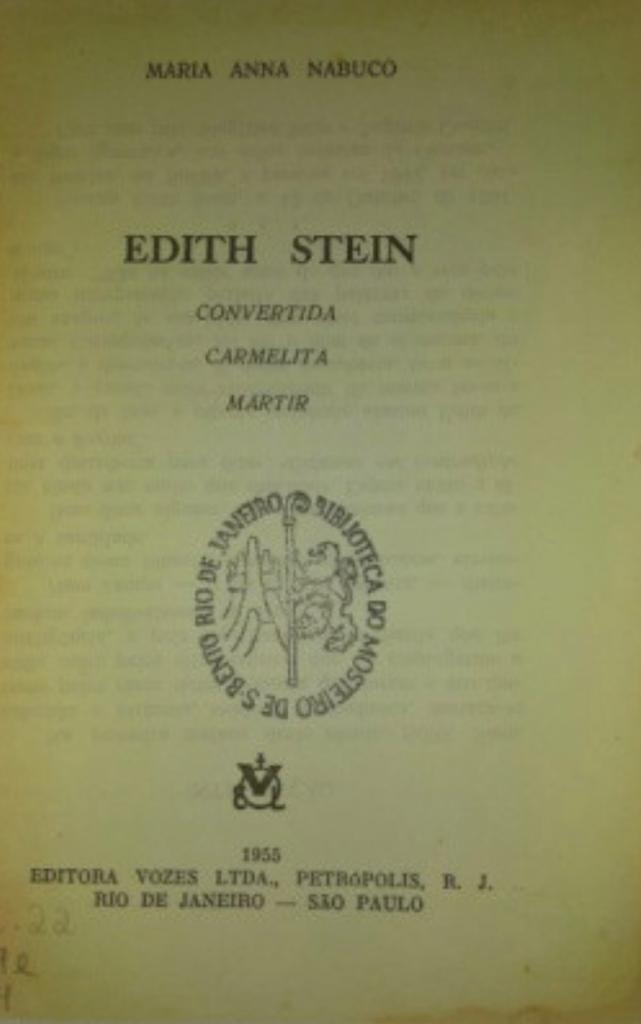 Livro Edith Stein biografia